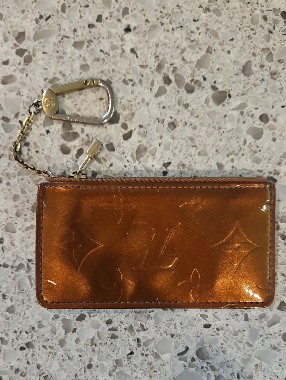 Louis Vuitton Monogrammed Vernis Key Pouch- Bronze